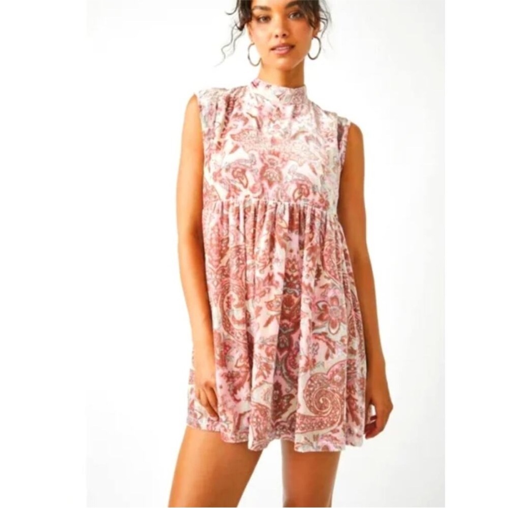 Free People All the Time Paisley Velvet Floral Minidress - Picture 3 of 11